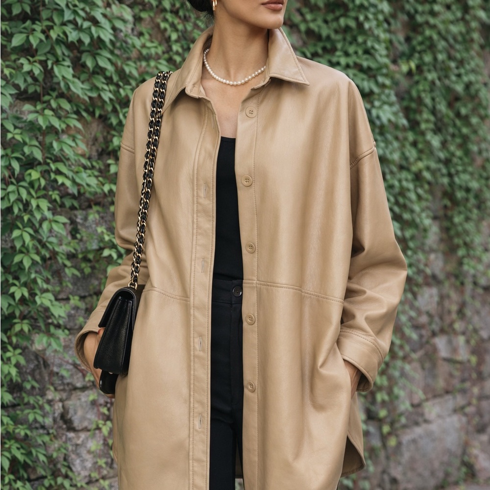 BABATON ARITZIA Fawn Faux Leather Shacket, XL